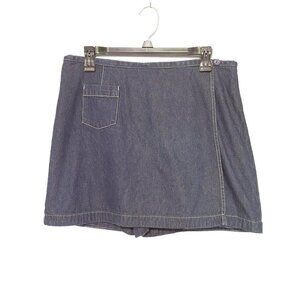 i.e. relaxed Blue Denim Wrap Skort with Zipper Button Closure Women’s Size 10